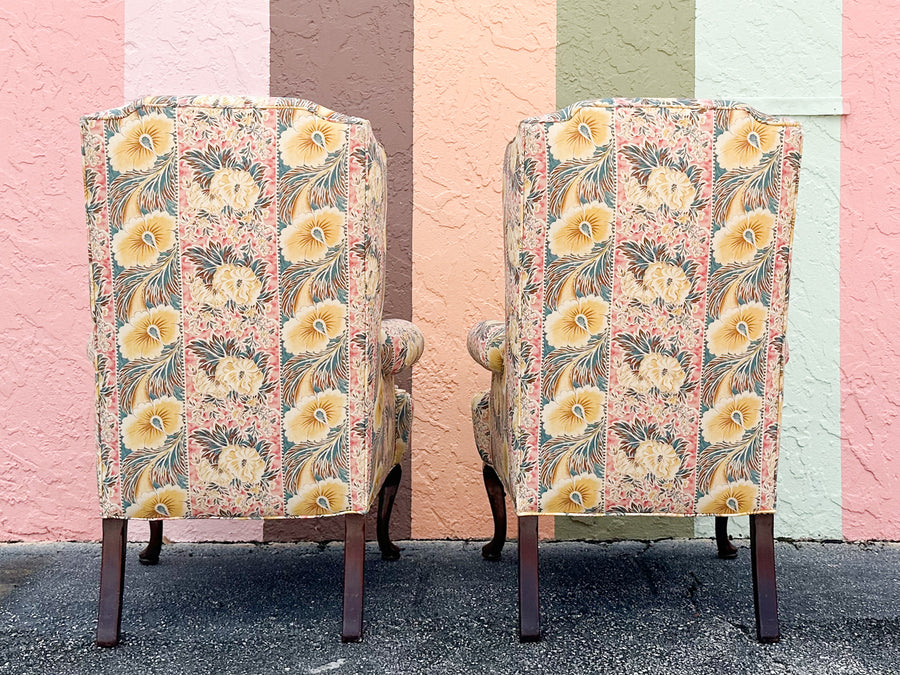 Pair of Palm Beachy Wingback Chairs