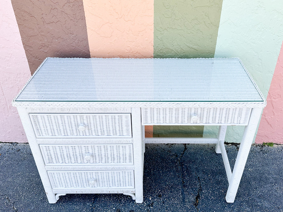 Braided Wicker Chic Desk