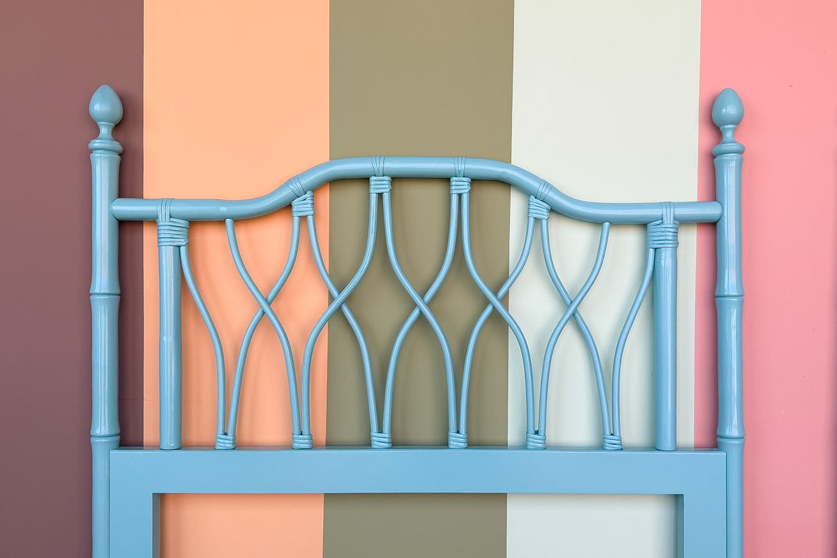 Pair of Turquoise Ficks Reed Twin Headboards