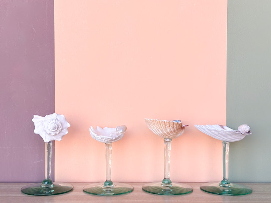 Set of Four Seafoam Shell Coupes