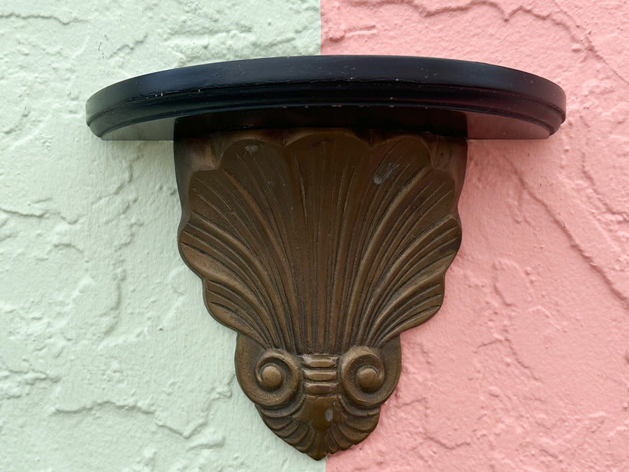 Pair of Brass Shell Wall Shelves