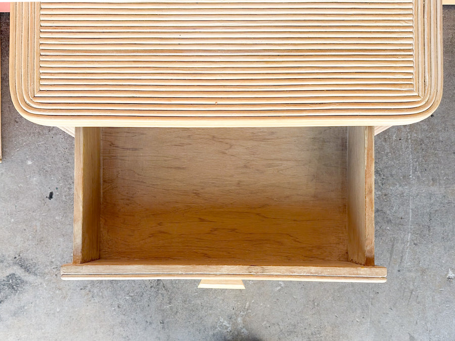 Pair of Pencil Reed Rattan Nightstands