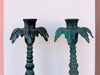 Pair of Palm Tree Patina Candle Holders