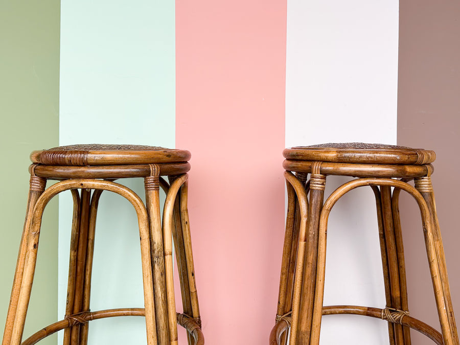Pair of Rattan Bar Stools
