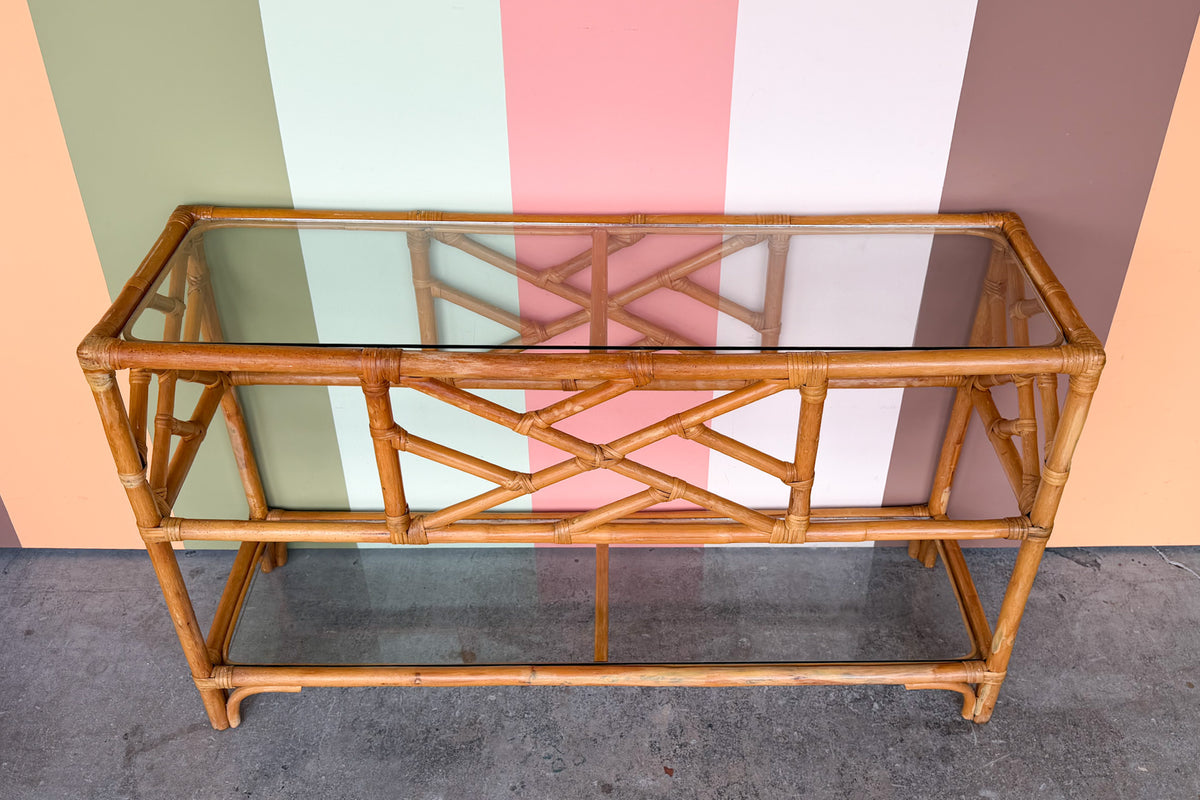 Chippendale Rattan Console