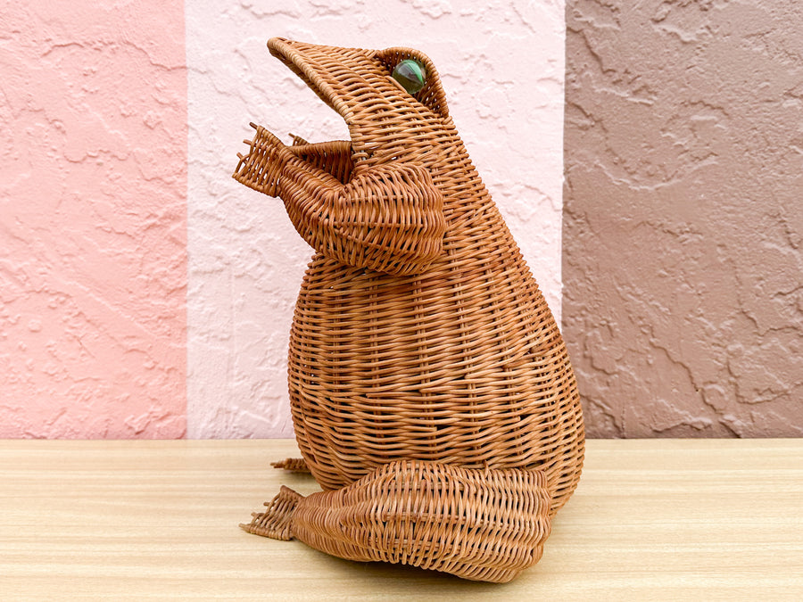 Wicker Frog Planter