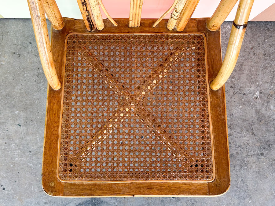 Whimsical Rattan and Cane Desk Chair