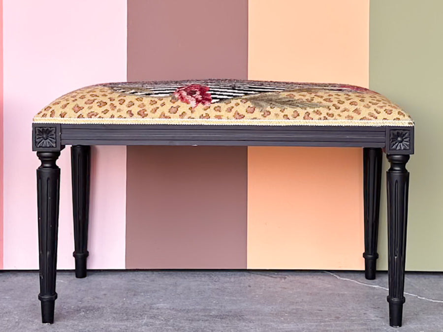 Pair of Safari Chic Needlepoint Benches