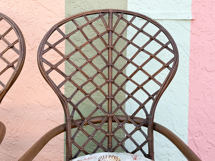 Pair of Ficks Reed Balloon Back Rattan Chairs