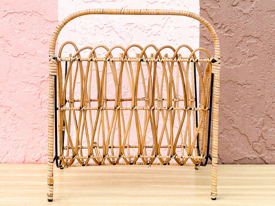 Cute Metal and Rattan Magazine Rack