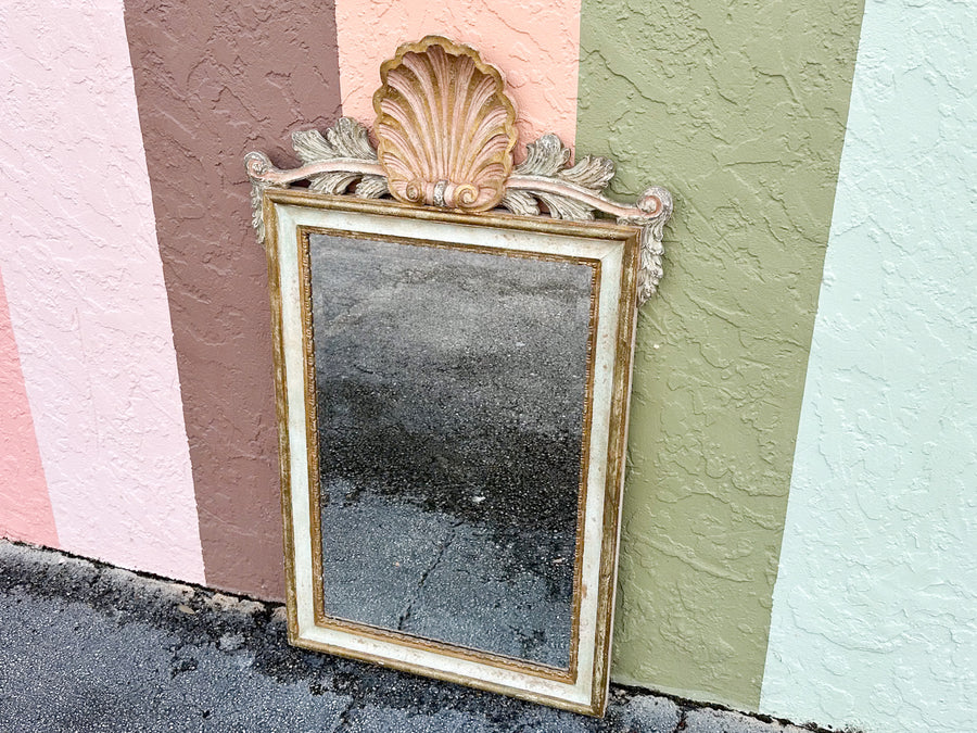 Wood Carved Shell Motif Mirror