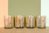 Set of Eight Etched Bamboo Glassware