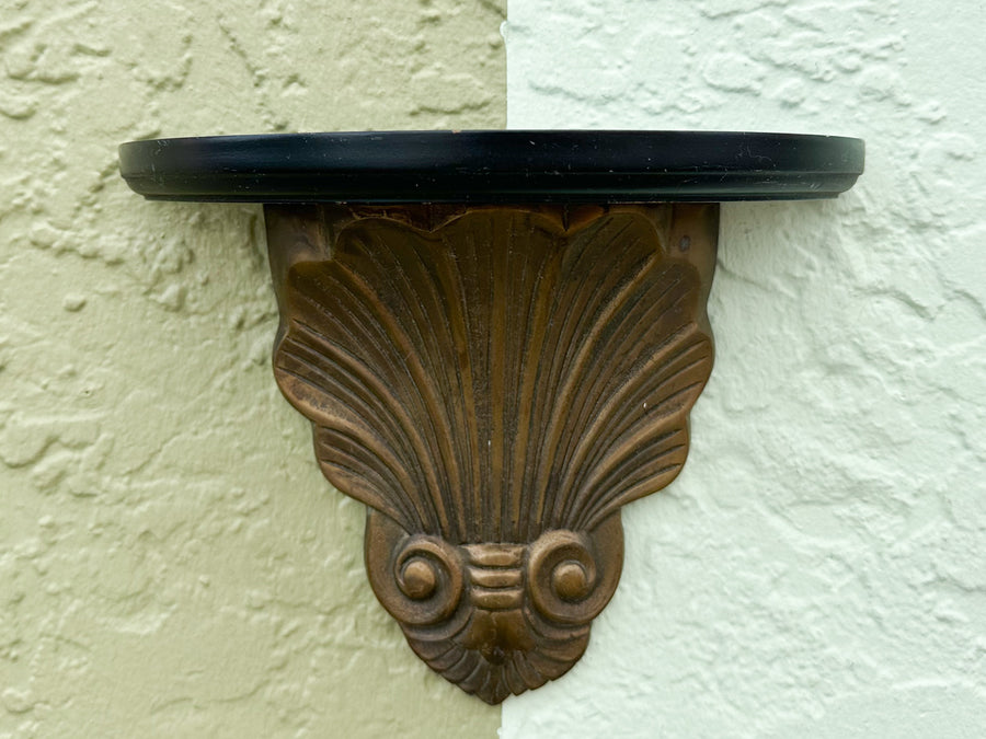 Pair of Brass Shell Wall Shelves