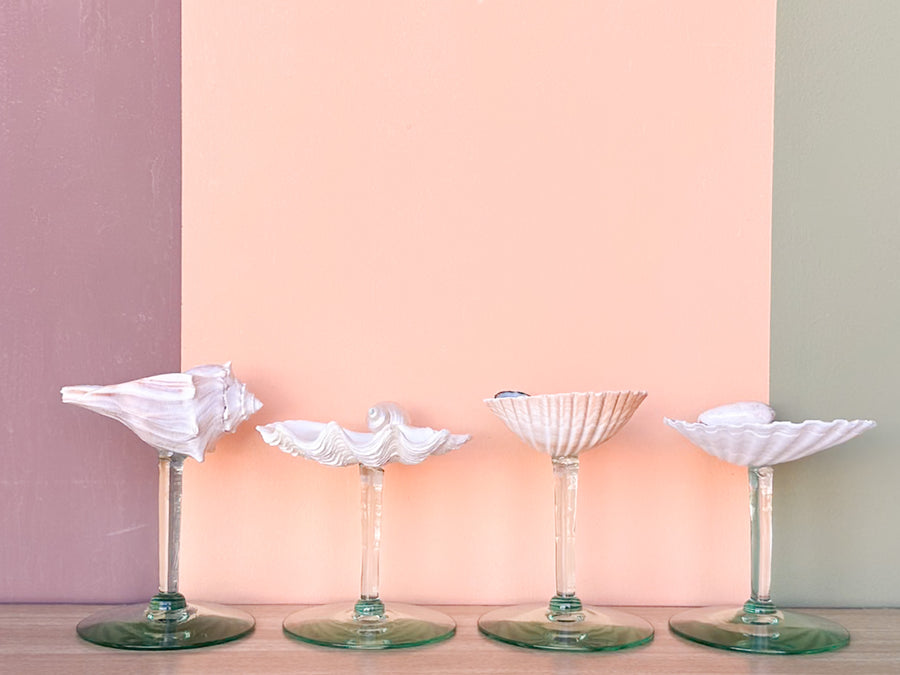 Set of Four Seafoam Shell Coupes
