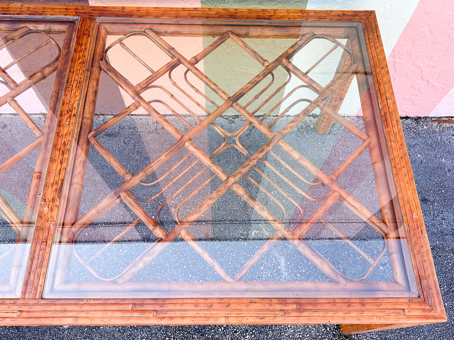 Tortoiseshell Fretwork Bamboo Dining Table