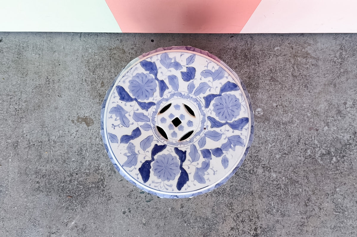 Blue and White Peacock Garden Seat