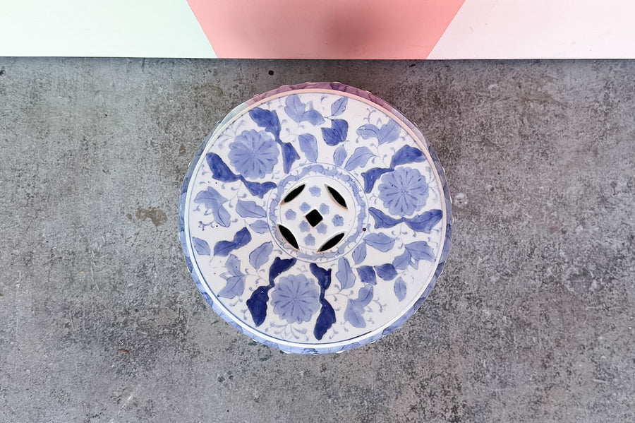 Blue and White Peacock Garden Seat