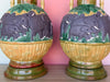 Pair of Ceramic Faux Bamboo Elephant Lamps