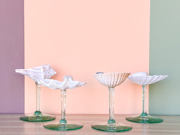 Set of Four Seafoam Shell Coupes