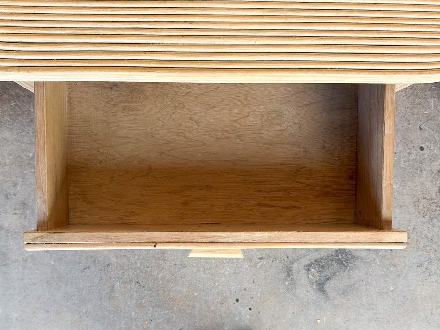 Pair of Pencil Reed Rattan Nightstands
