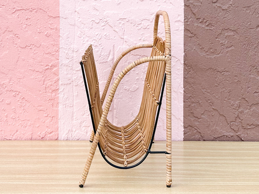 Cute Metal and Rattan Magazine Rack