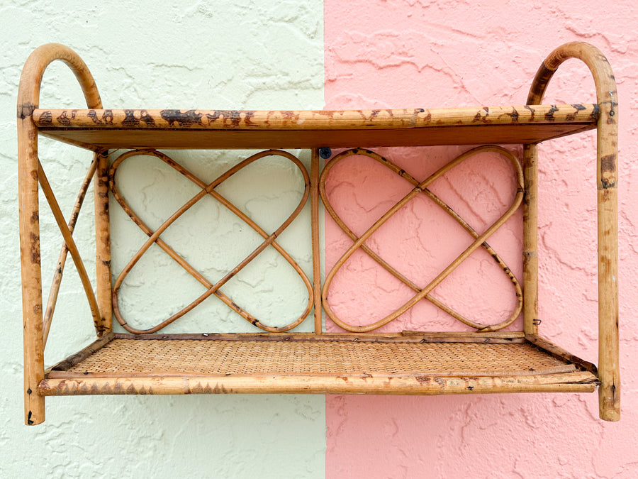 Tortoiseshell Rattan Wall Shelf