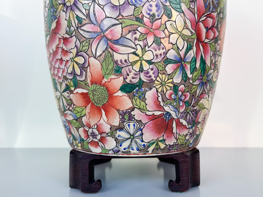 Pair of Colorful Floral Jars