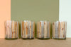 Set of Eight Etched Bamboo Glassware