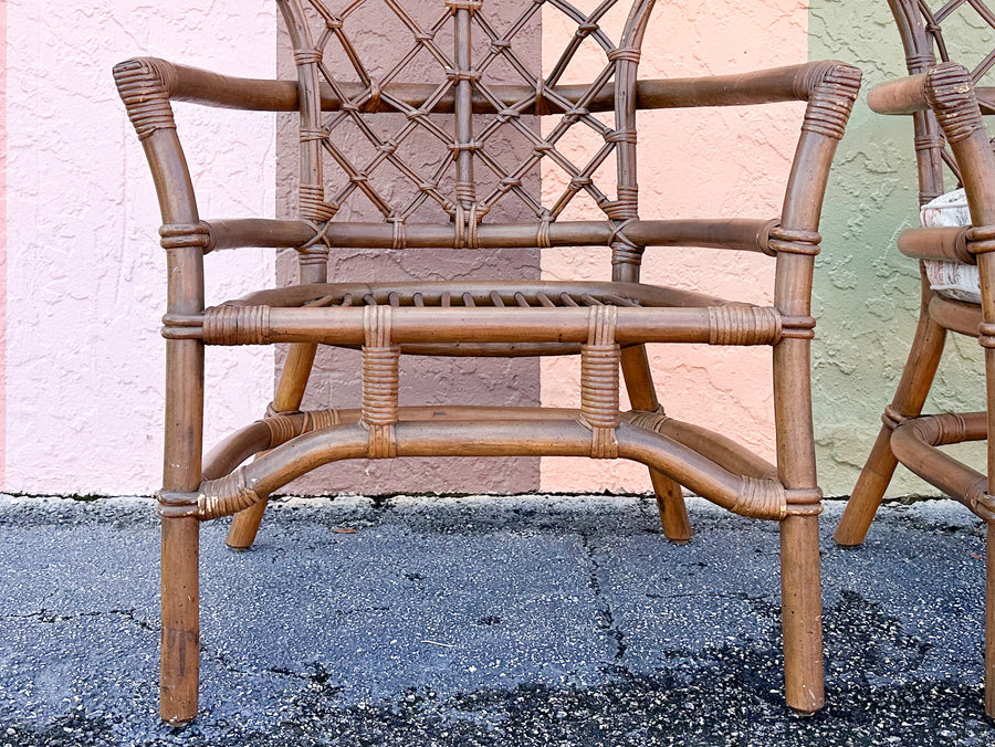Pair of Ficks Reed Balloon Back Rattan Chairs