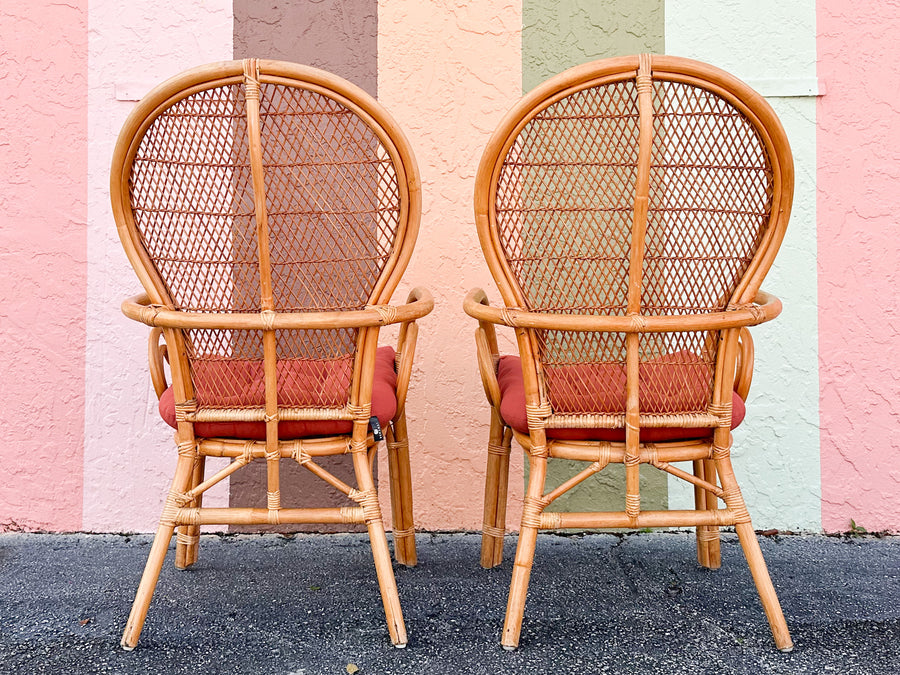 Pair of Rattan Balloon Back Chairs