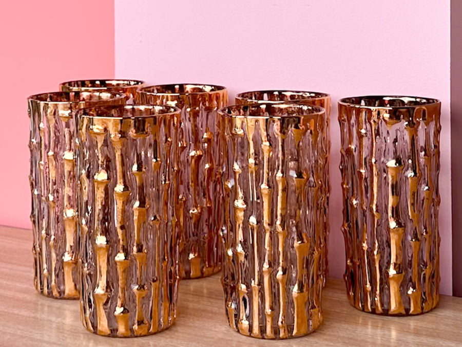 Set of Seven Imperial Faux Bamboo Glassware