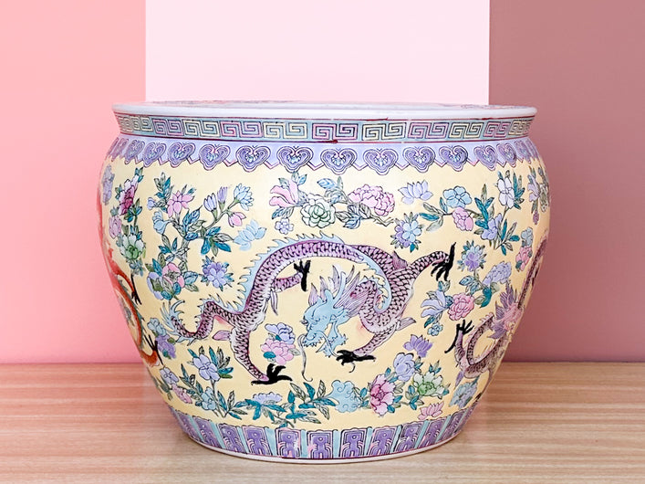 Yellow Chinoiserie Cachepot