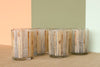 Set of Eight Etched Bamboo Glassware