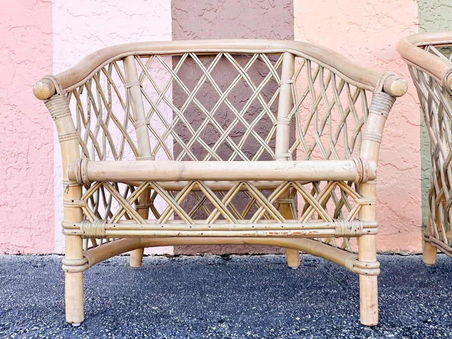 Pair of Ficks Reed Rattan Barrel Chairs