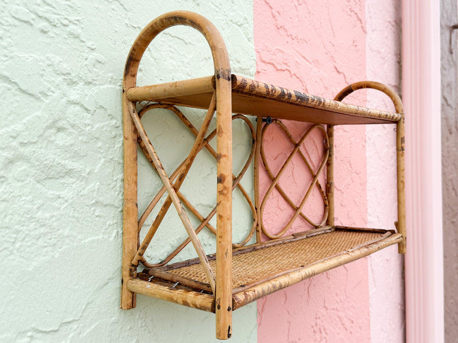 Tortoiseshell Rattan Wall Shelf