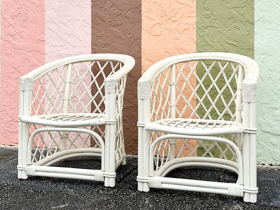 Pair of Ficks Reed Barrel Chairs