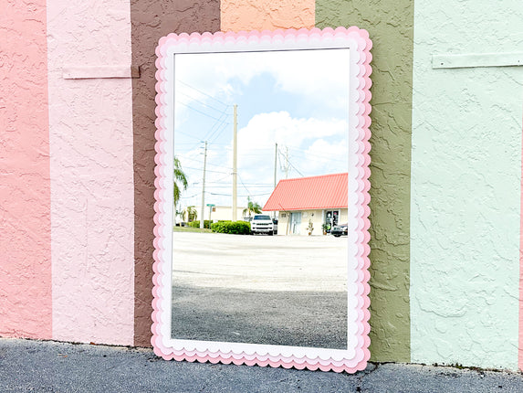 Custom Pink Chic Scalloped Mirror