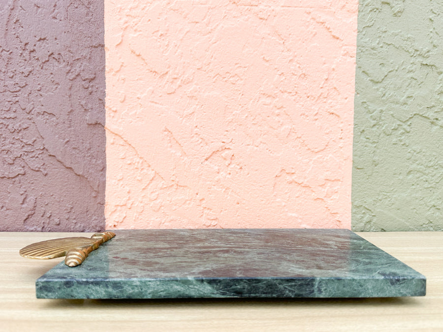 Brass Shell and Marble Cheese Board