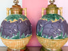 Pair of Ceramic Faux Bamboo Elephant Lamps