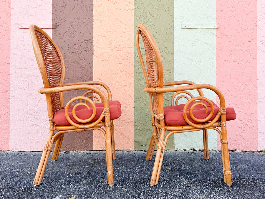 Pair of Rattan Balloon Back Chairs
