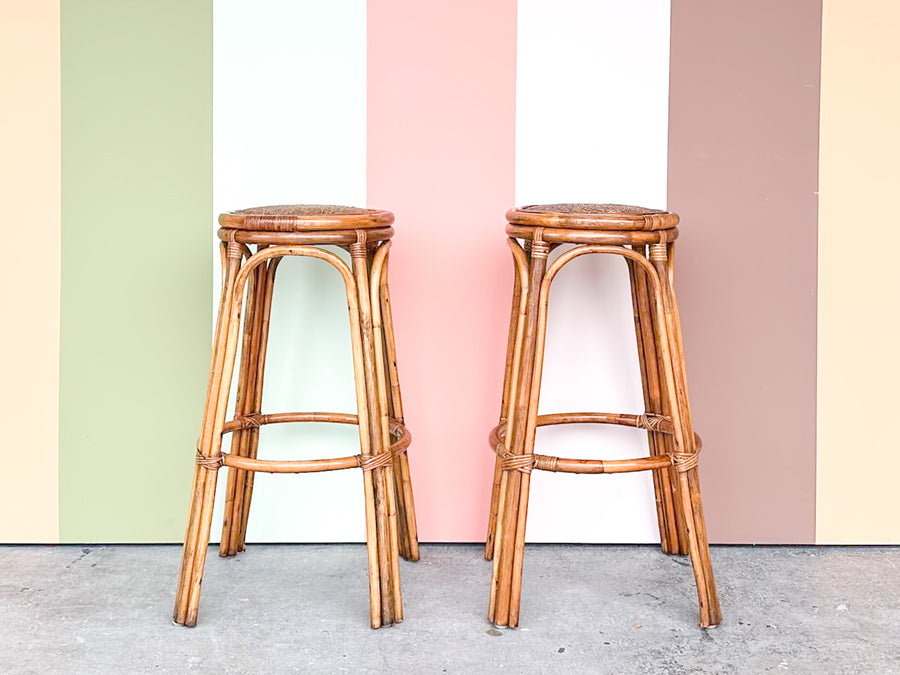 Pair of Rattan Bar Stools