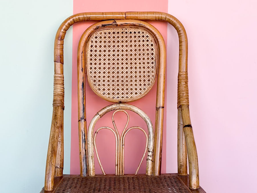 Whimsical Rattan and Cane Desk Chair