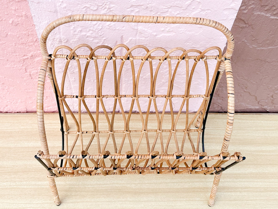 Cute Metal and Rattan Magazine Rack