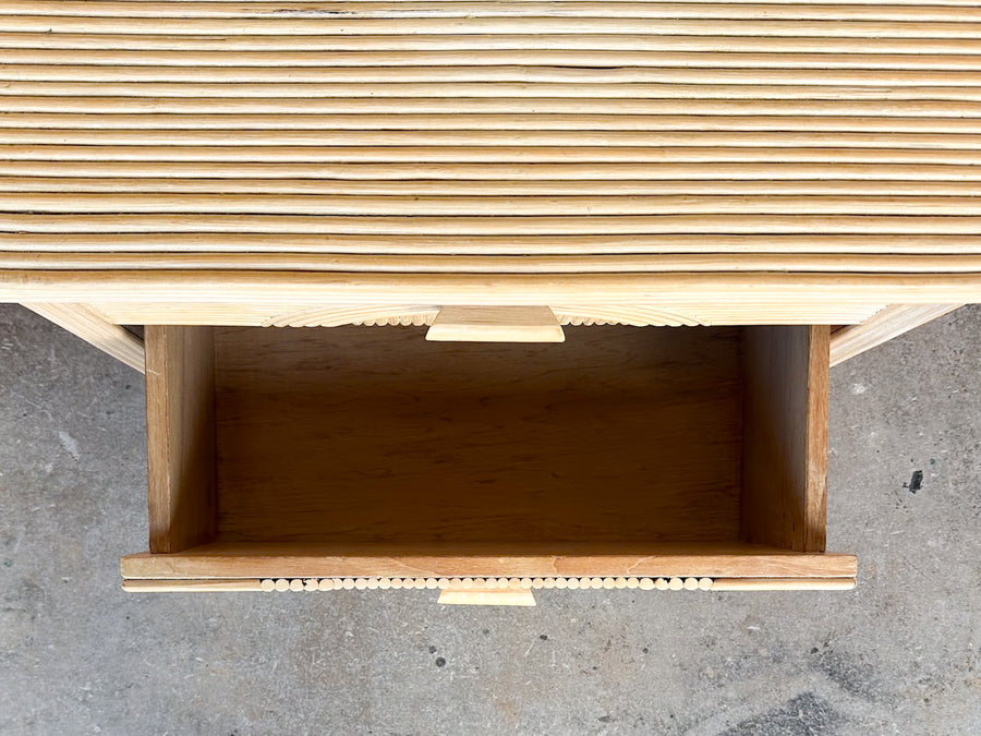 Pair of Pencil Reed Rattan Nightstands