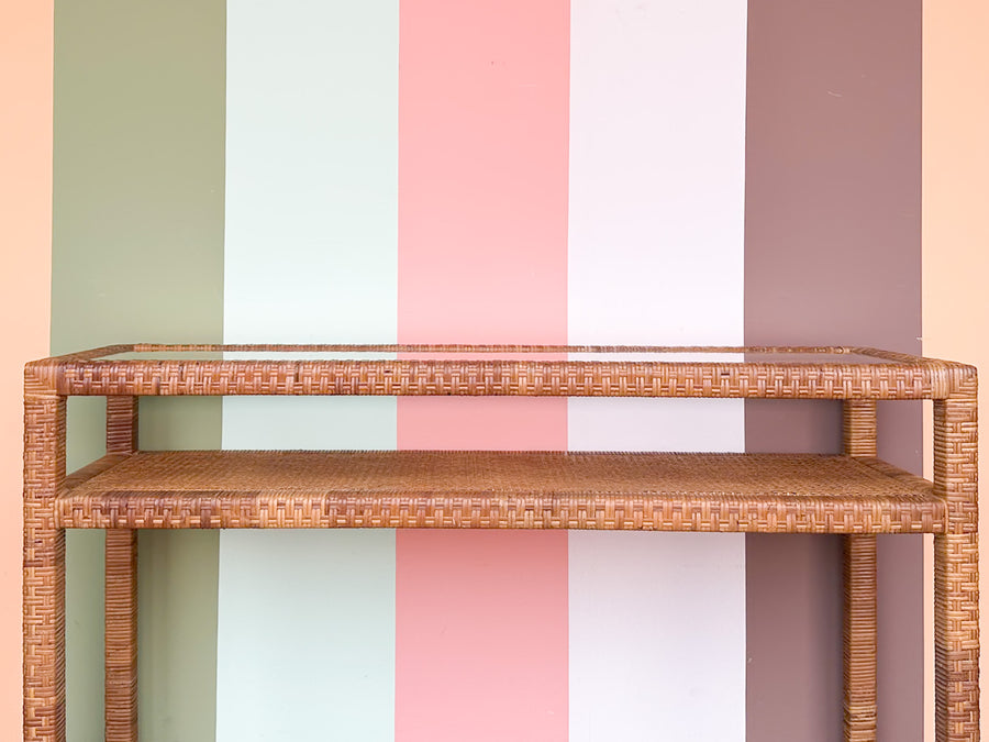 Coastal Chic Rattan Wrapped Console