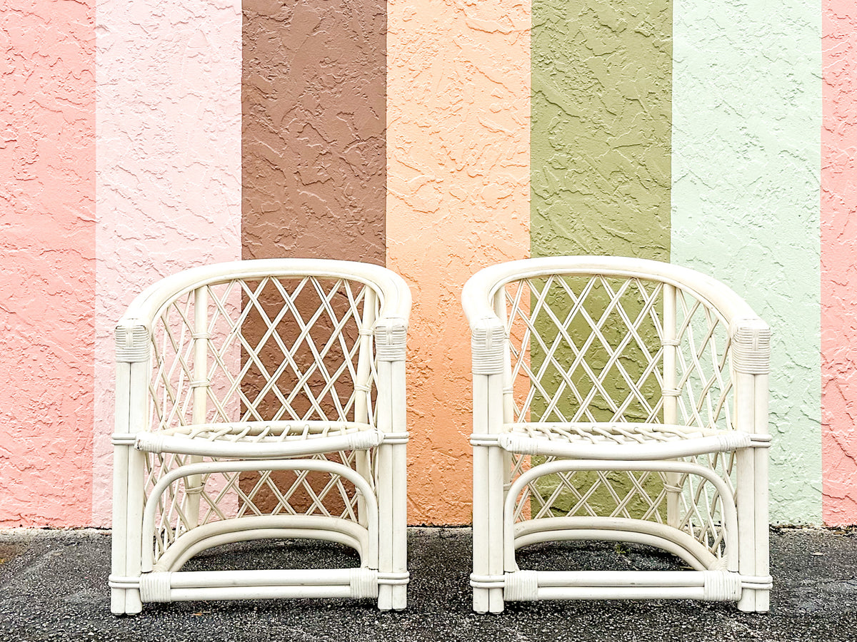 Pair of Ficks Reed Barrel Chairs