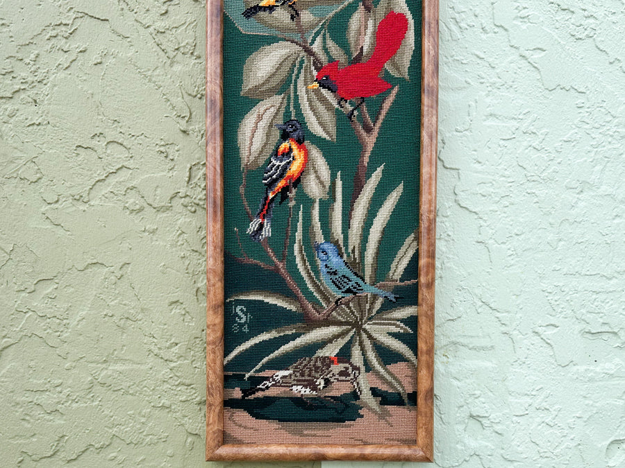 Beautiful Bird Needlepoint Framed Art