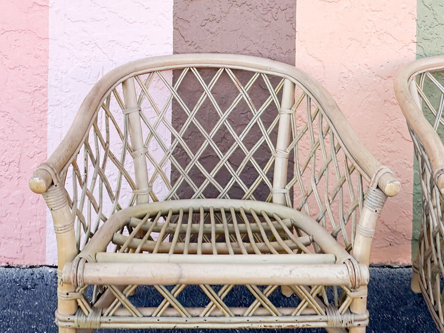 Pair of Ficks Reed Rattan Barrel Chairs