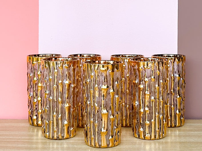 Set of Seven Imperial Faux Bamboo Glassware