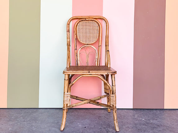 Whimsical Rattan and Cane Desk Chair